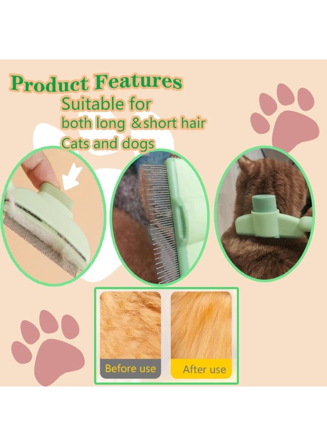 Cat Comb Dog Comb Pet Hair Removal Tool Flea Comb for Cats and Dog Lice Comb Cat Brush with Release Button Self-Cleaning with Long & Short Stainless Steel Metal Teeth for Shedding - Image 4